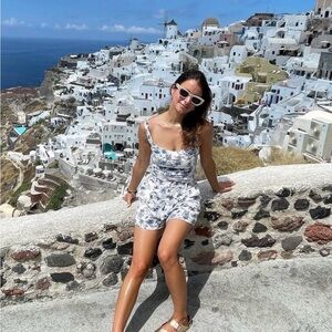 Tropical print top and shorts set